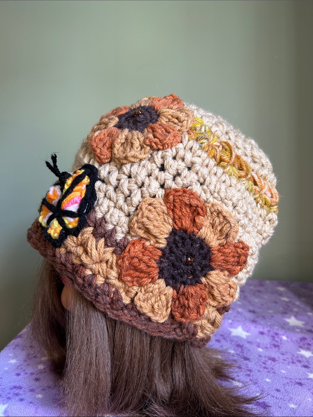 Crochet large Beanie acrylic winter new
